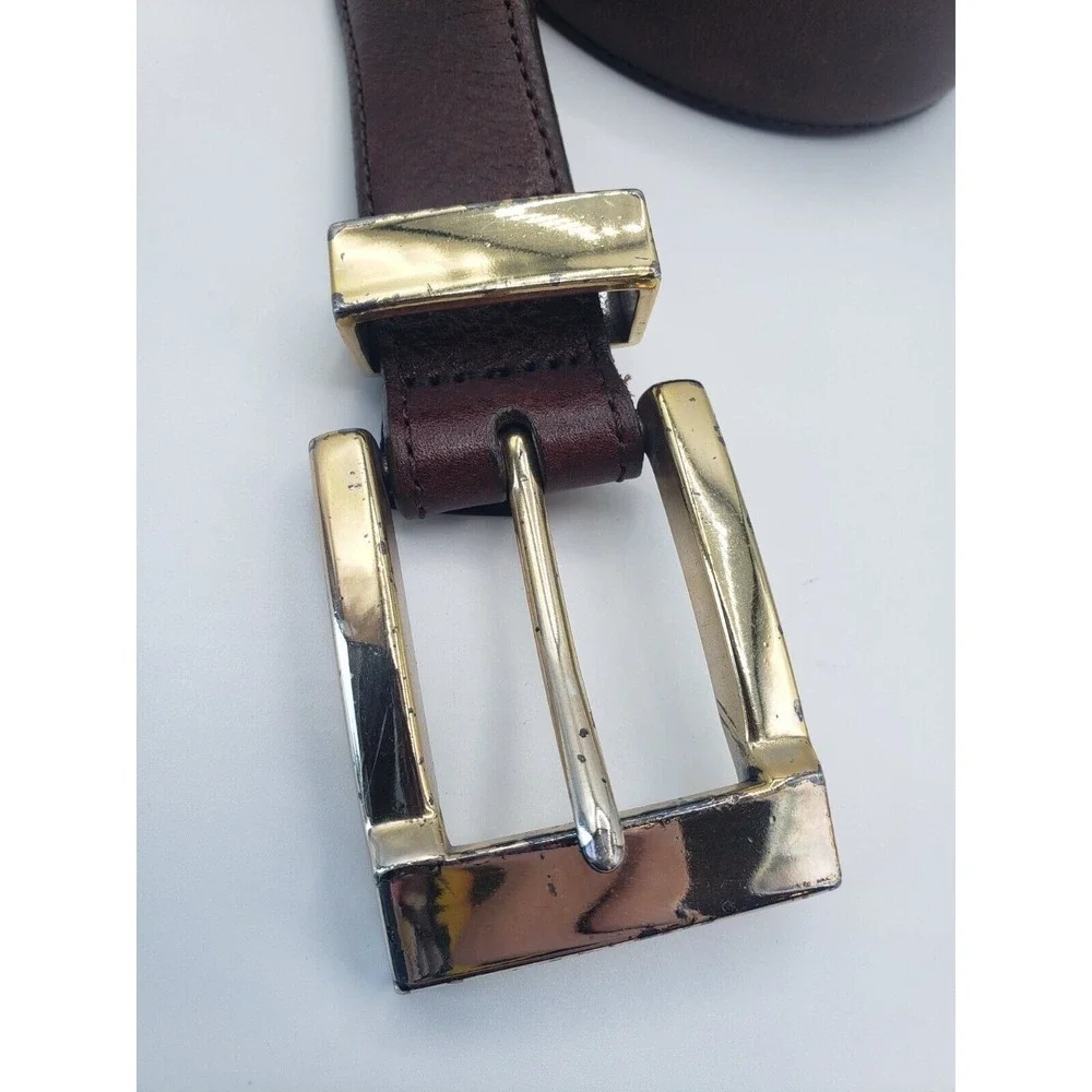 Onyx By Brighton Leather Belt Mens Brown 42 USA Western Minimalist Unique Luxury
